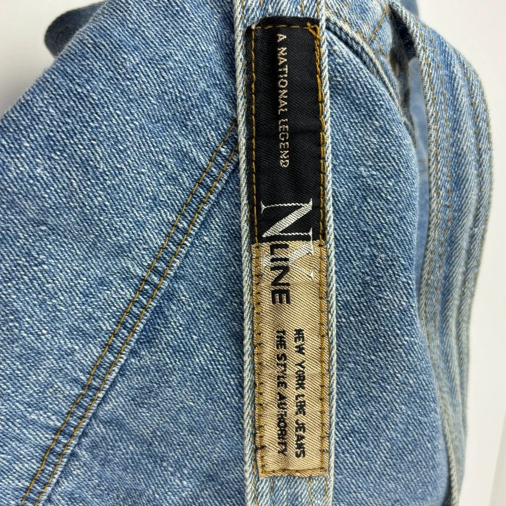 VTG 90's Y2K New‎ York Line Jeans Denim Backpack Blue Cinch Drawstring Bag